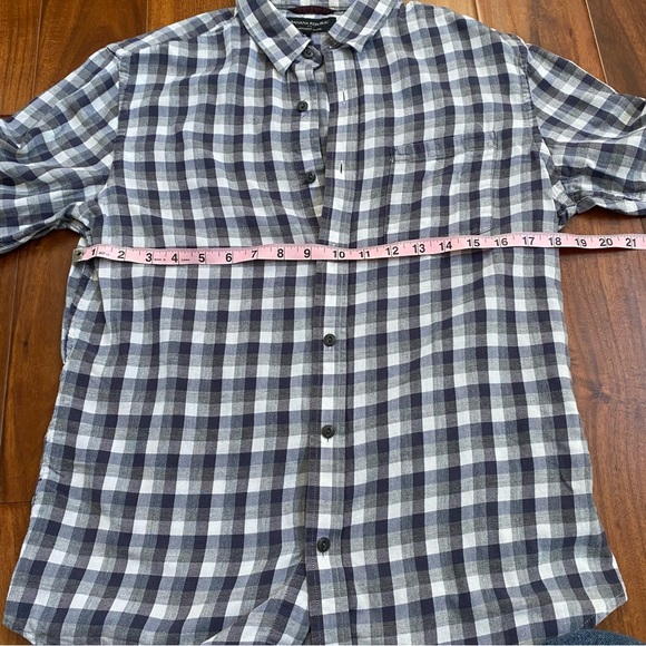 Banana Republic Shirt Mens Small Gray Plaid Luxe Flannel Slim Fit Preppy Causal - Picture 4 of 4